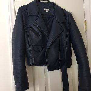 Urban Outfitters Navy Leather Jacket